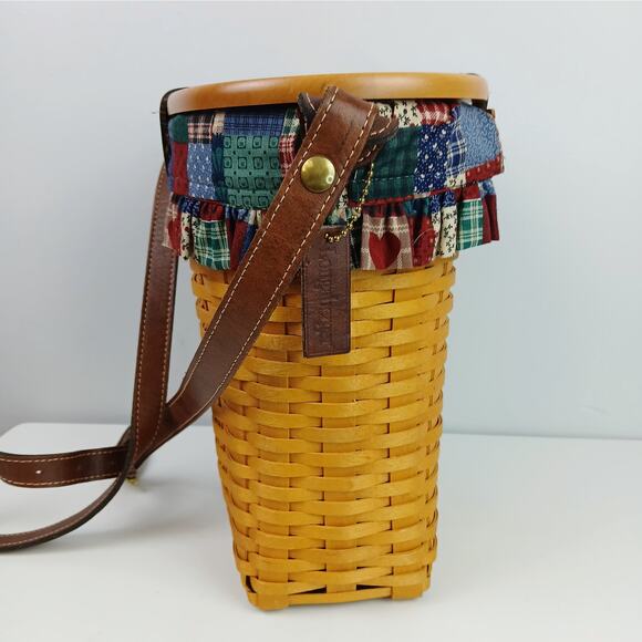 Longaberger VTG 2000 Artist Signed Saddebrook Crossbody Bag Fabric Lined - Picture 4 of 9